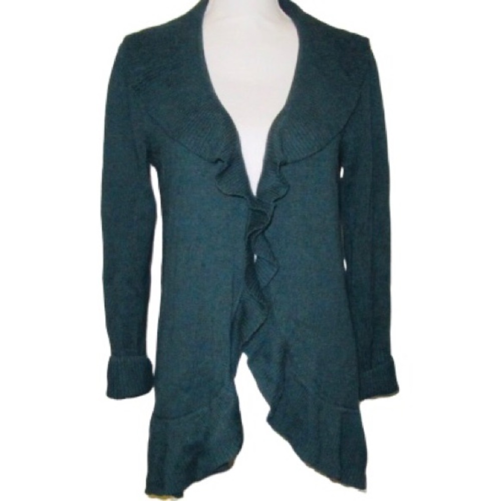 Isaac Mizrahi Live Cascade Ruffle Cardigan Small